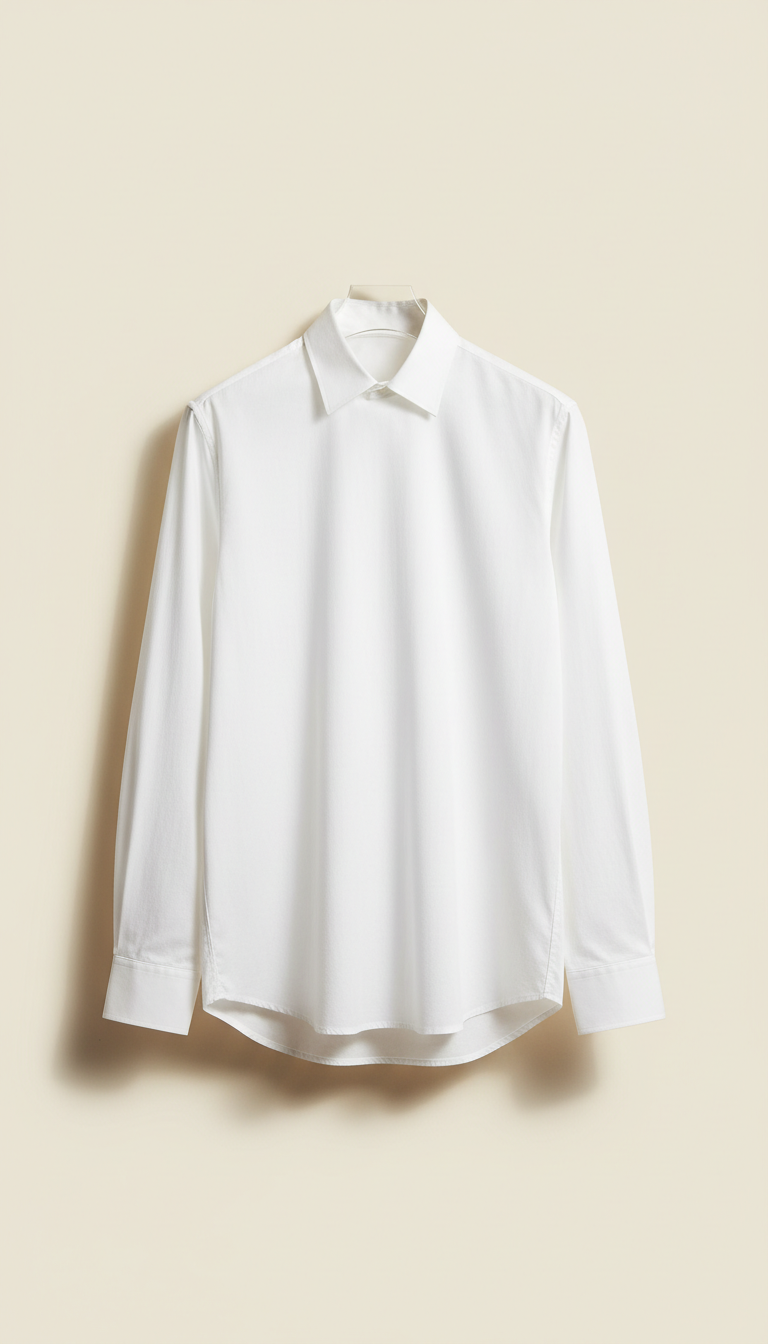 White Cotton Shirt with Crisp Lines