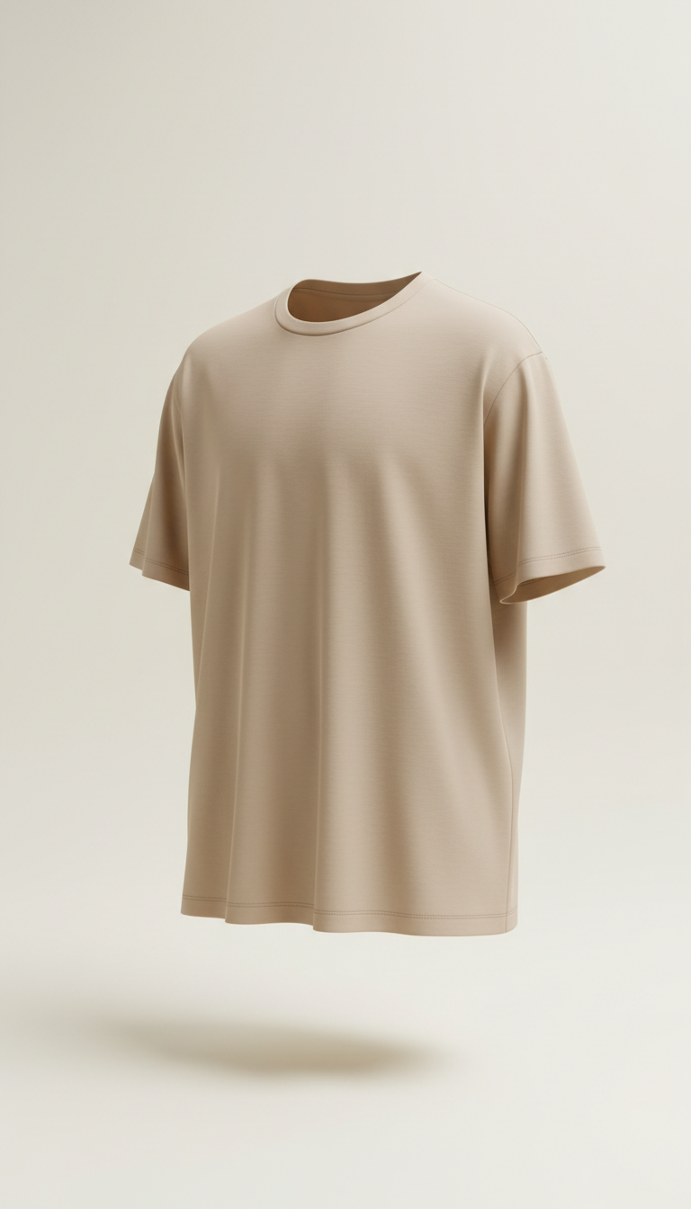 Sand Beige Tee in Soft Jersey